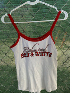 Female red and white tank top