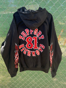 Black zip up screen print hoodie