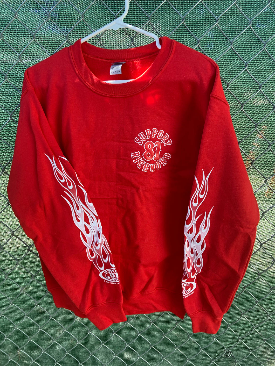 Red Crew Neck Pullover No Hood