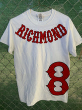 Load image into Gallery viewer, White shirt with red richmond on collar
