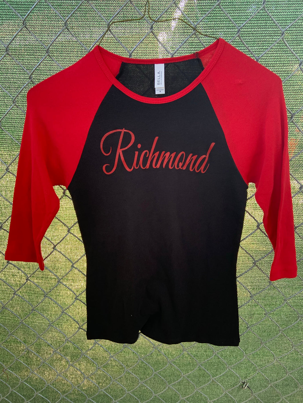 Black and red baseball t