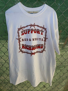 White t shirt with red barbed wire