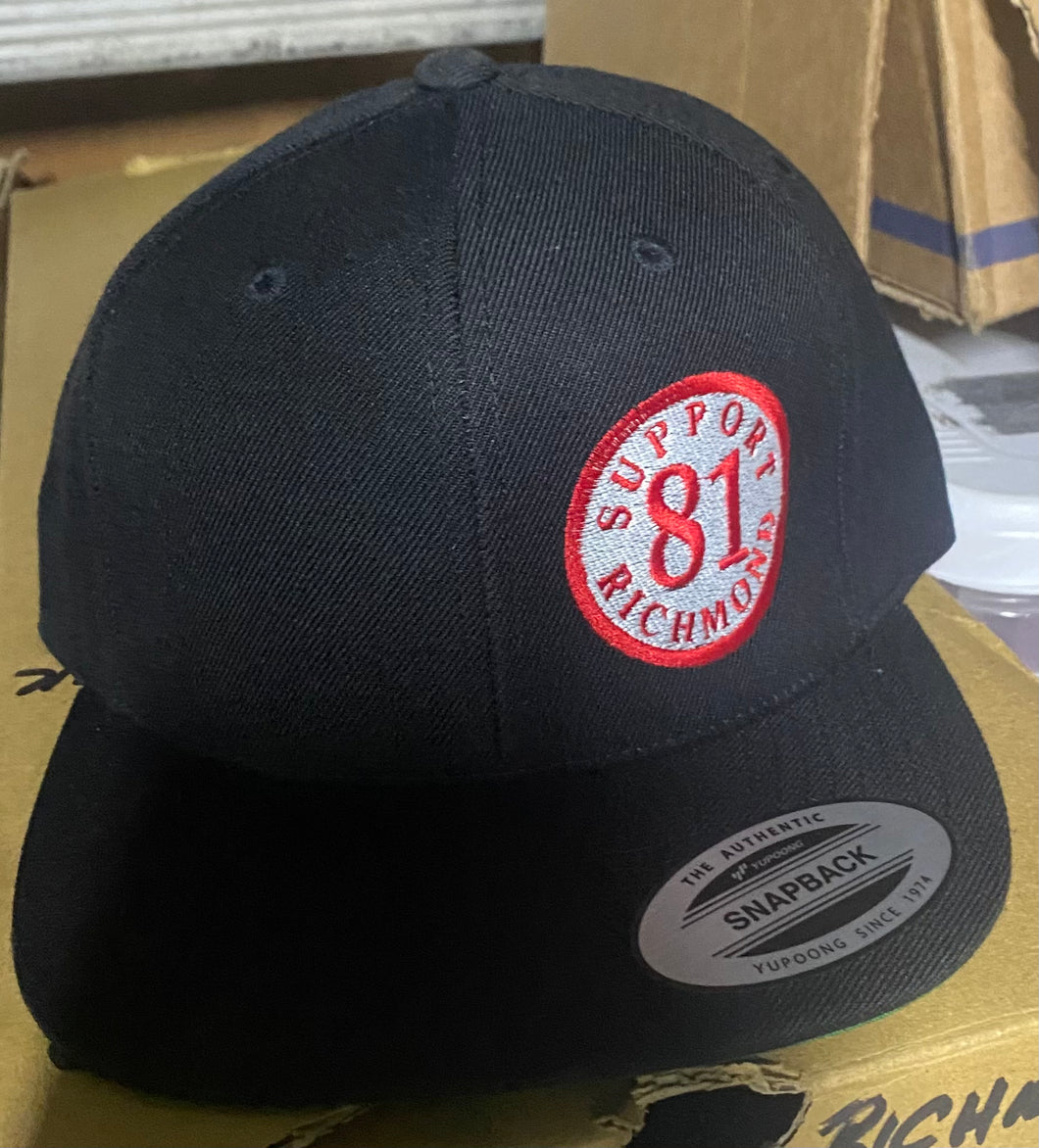 Black Snap Back Hat with patch
