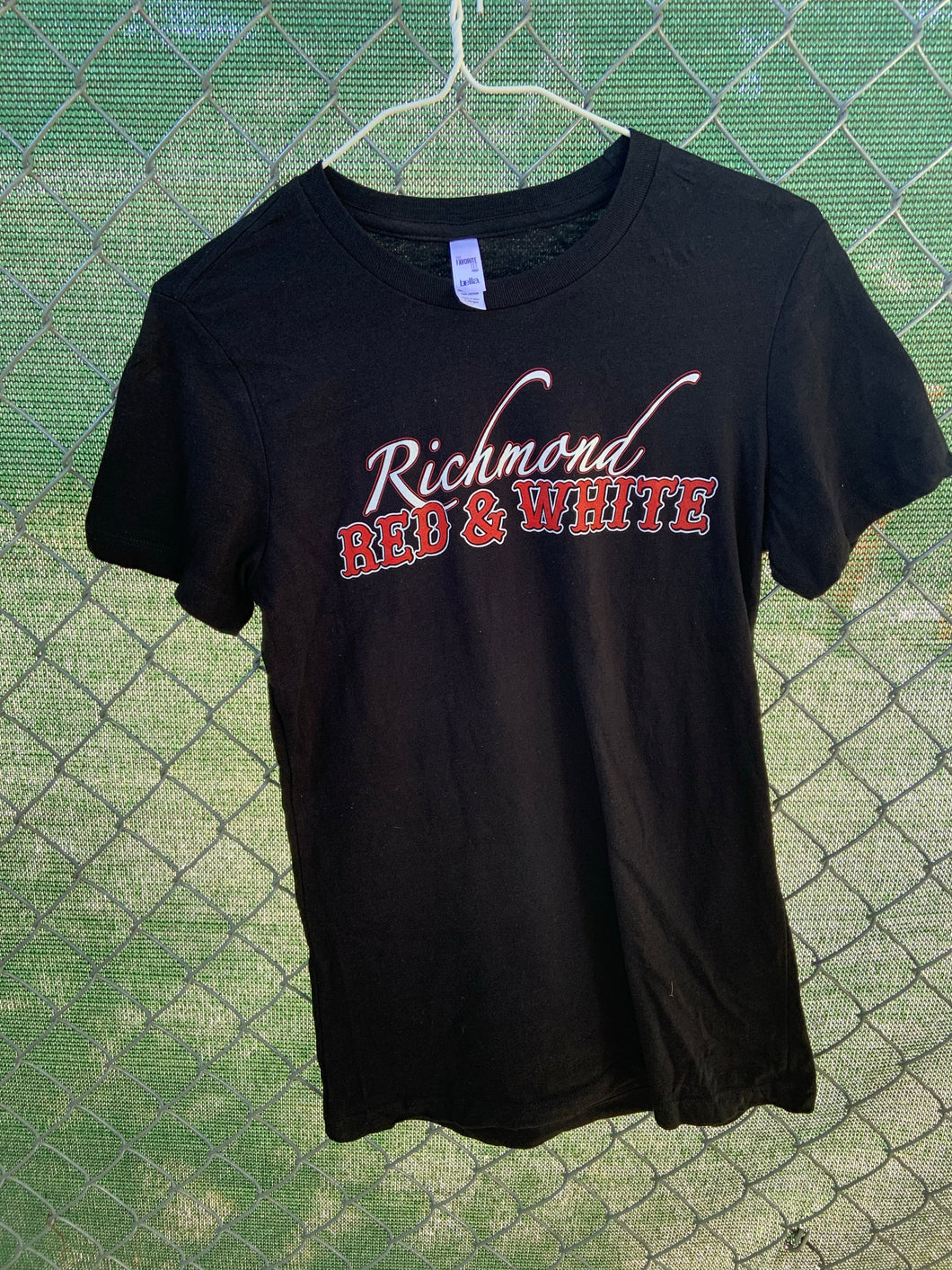 Black t shirt with richmond red and white on front
