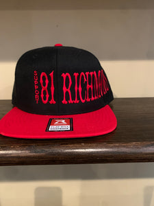 Black SnapBack with red Bill and red stitching