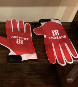 Red and White Support Richmond Gloves