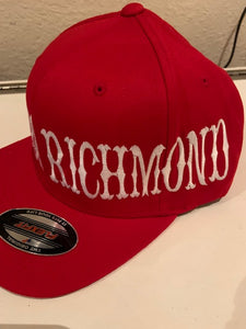 Red Flexfit Hat White Letters
